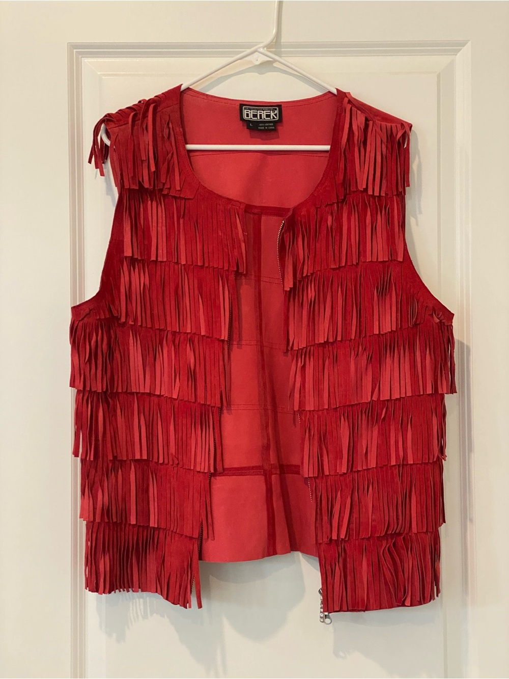 berek Red Fringe Zip-Front Tank Top - Picture 6 of 7